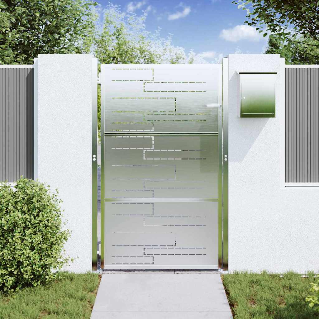Cancello da giardino VidaXL con serratura argento 100 x 150 cm in acciaio inossidabile