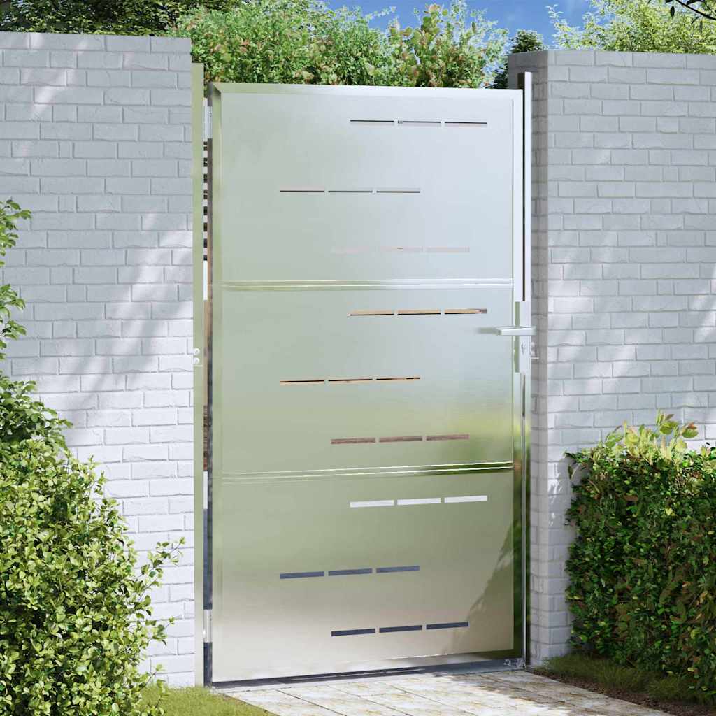 Cancello da giardino VidaXL con serratura argento 100 x 150 cm in acciaio inossidabile