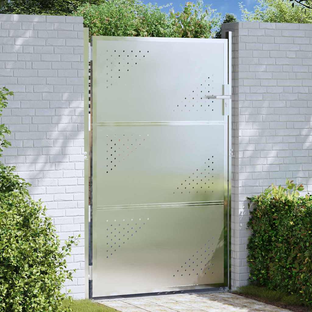 Cancello da giardino VidaXL con serratura argento 100 x 150 cm in acciaio inossidabile