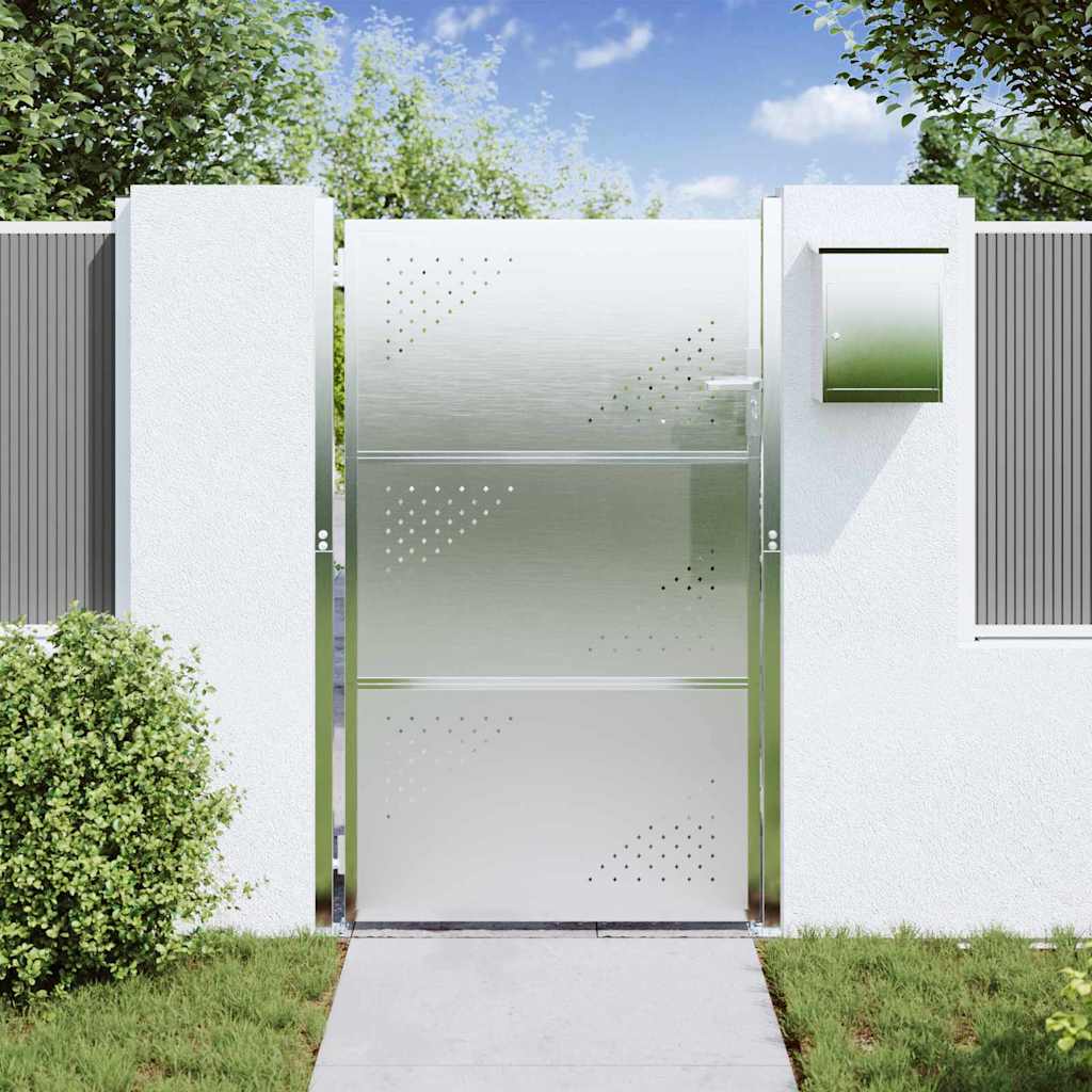 Cancello da giardino VidaXL con serratura argento 100 x 150 cm in acciaio inossidabile