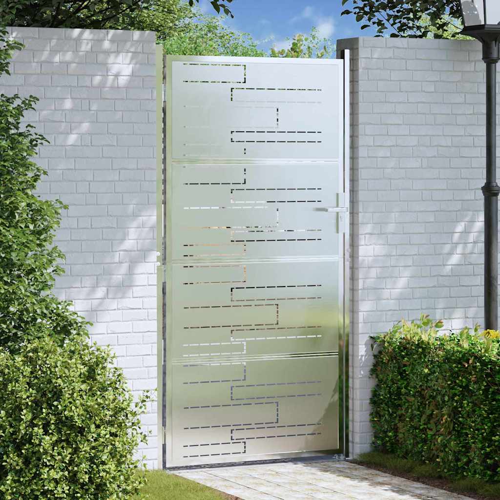Cancello da giardino VidaXL con serratura argento 96 x 200 cm in acciaio inossidabile