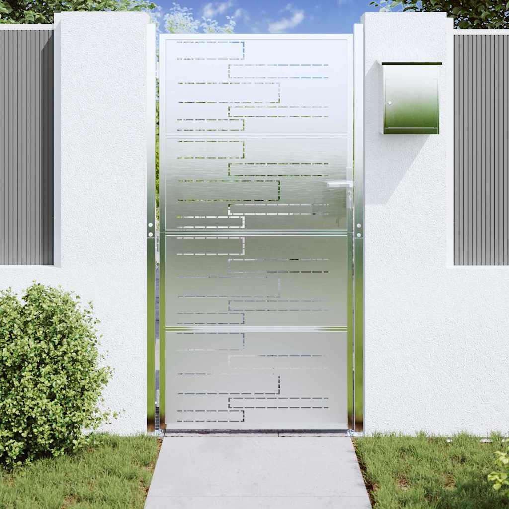 Cancello da giardino VidaXL con serratura argento 96 x 200 cm in acciaio inossidabile