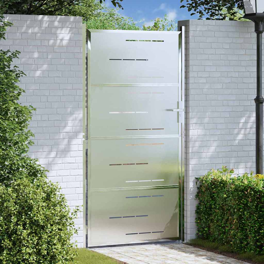 Cancello da giardino VidaXL con serratura argento 96 x 200 cm in acciaio inossidabile