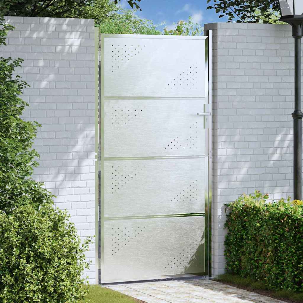 Cancello da giardino VidaXL con serratura argento 96 x 200 cm in acciaio inossidabile