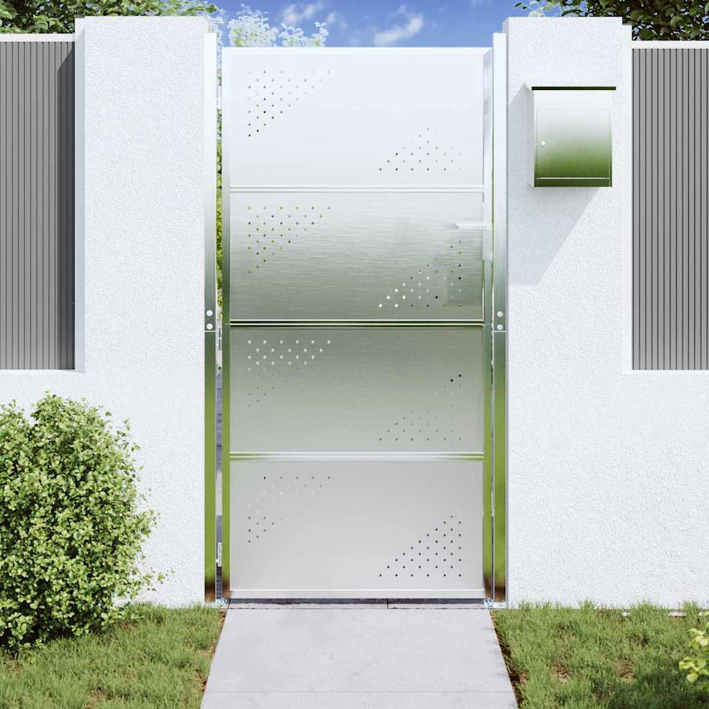 Cancello da giardino VidaXL con serratura argento 96 x 200 cm in acciaio inossidabile