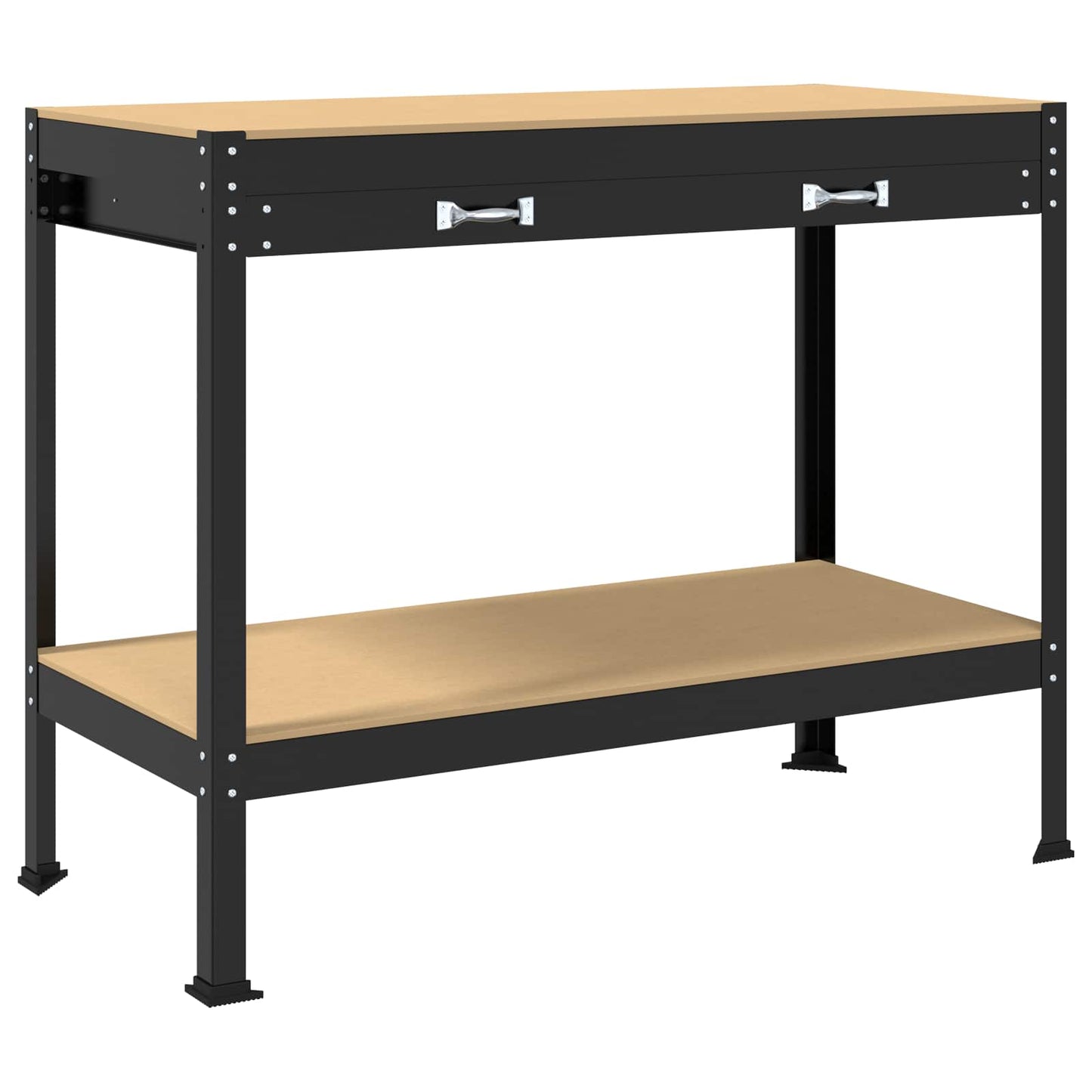 Bancos de trabajo vidaxl con cajón negro 114 x 54 x 91 cm acabado madera