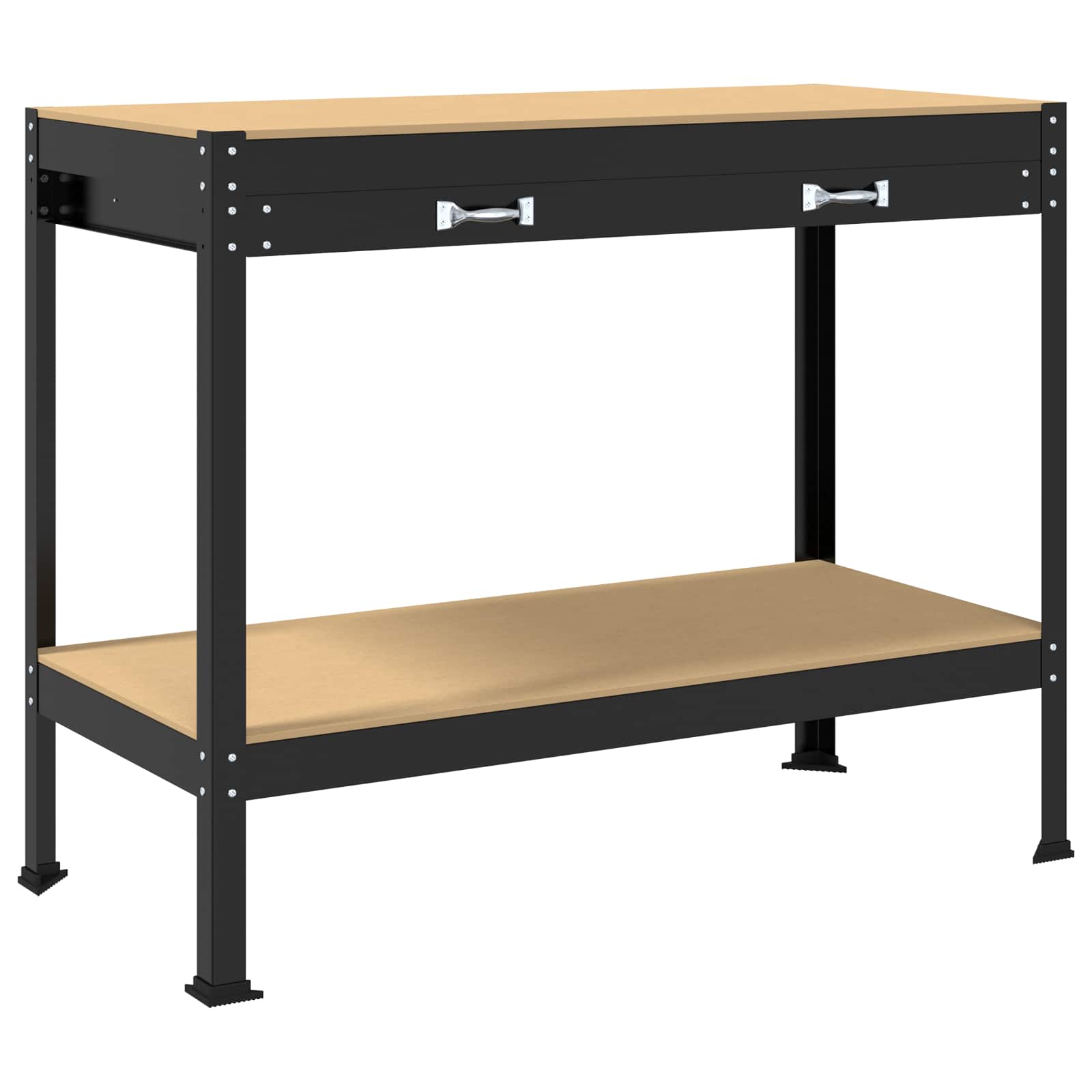 Bancos de trabajo vidaxl con cajón negro 114 x 54 x 91 cm acabado madera