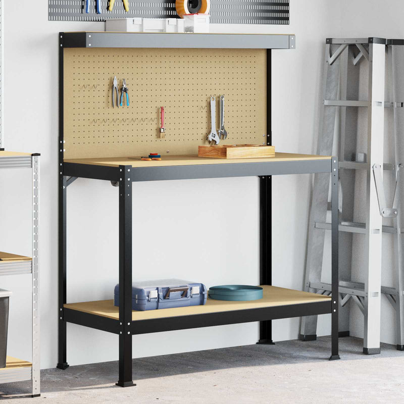 Banchi da lavoro Vidaxx con ripiano in MDF nero 114 x 54 x 145 cm