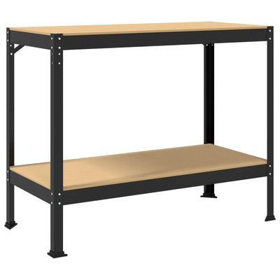 Vidaxxl bancos de trabajo con estante negro 115 x 55 x 91 cm madera contrachapada