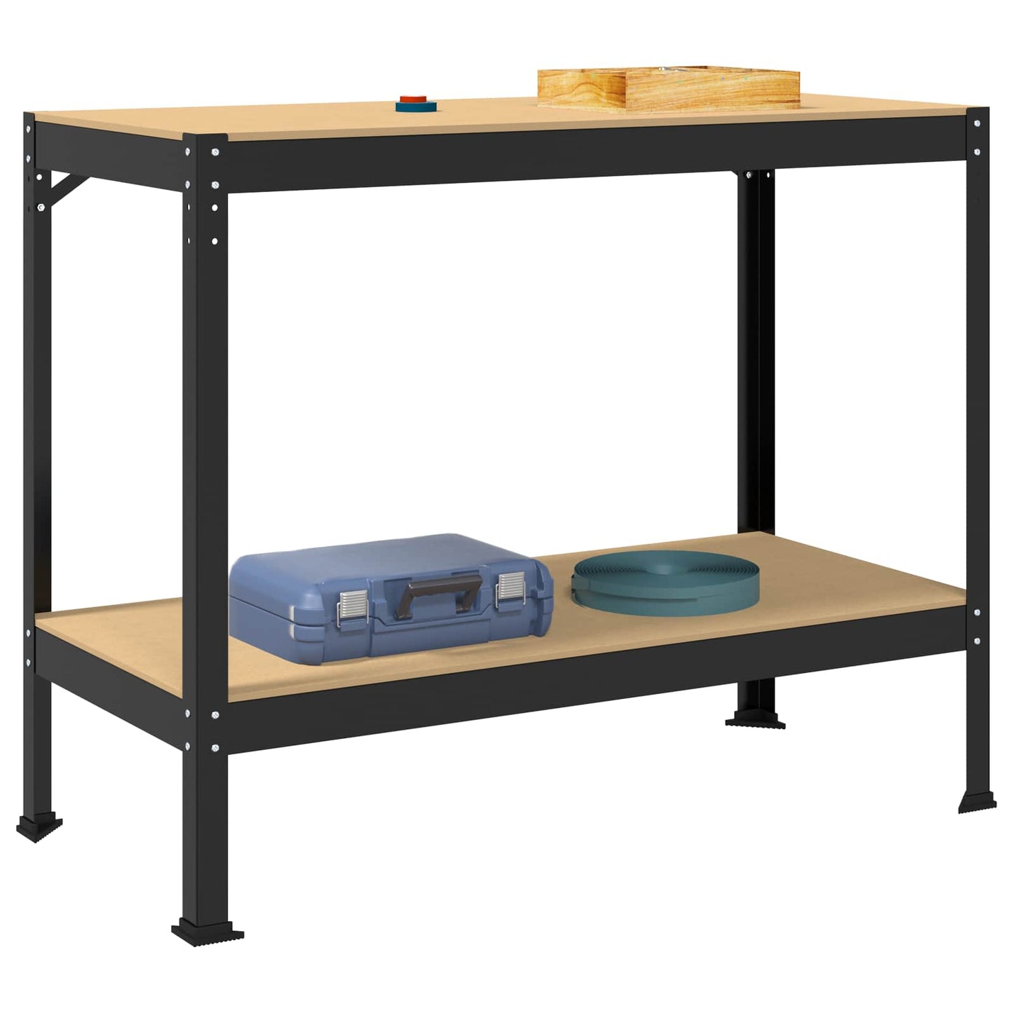 Vidaxl werkbanken met plank zwart 115 x 55 x 91 cm bewerkt hout