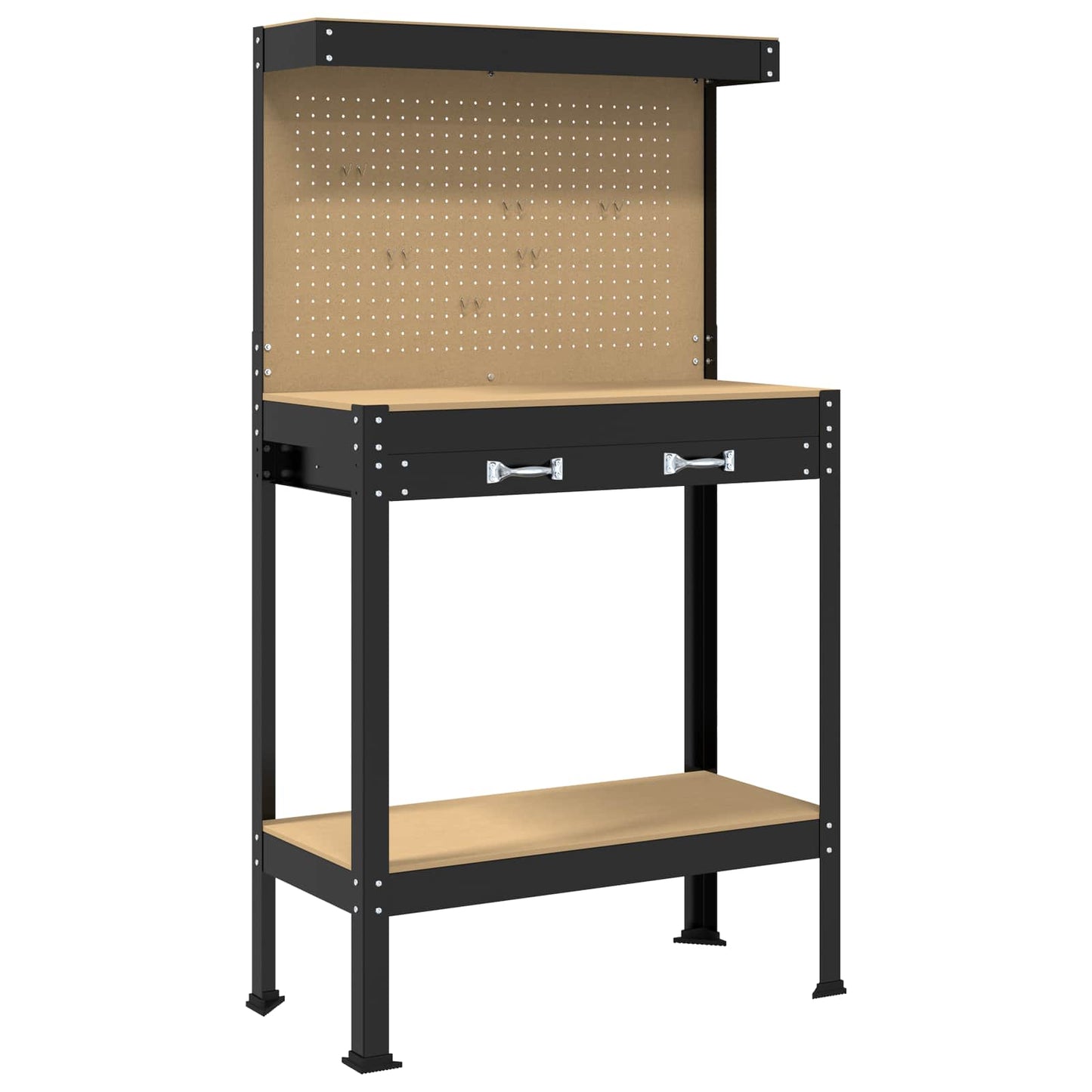 Vidaxl werkbank met lade met plank zwart 81 x 41 x 145 cm metaal