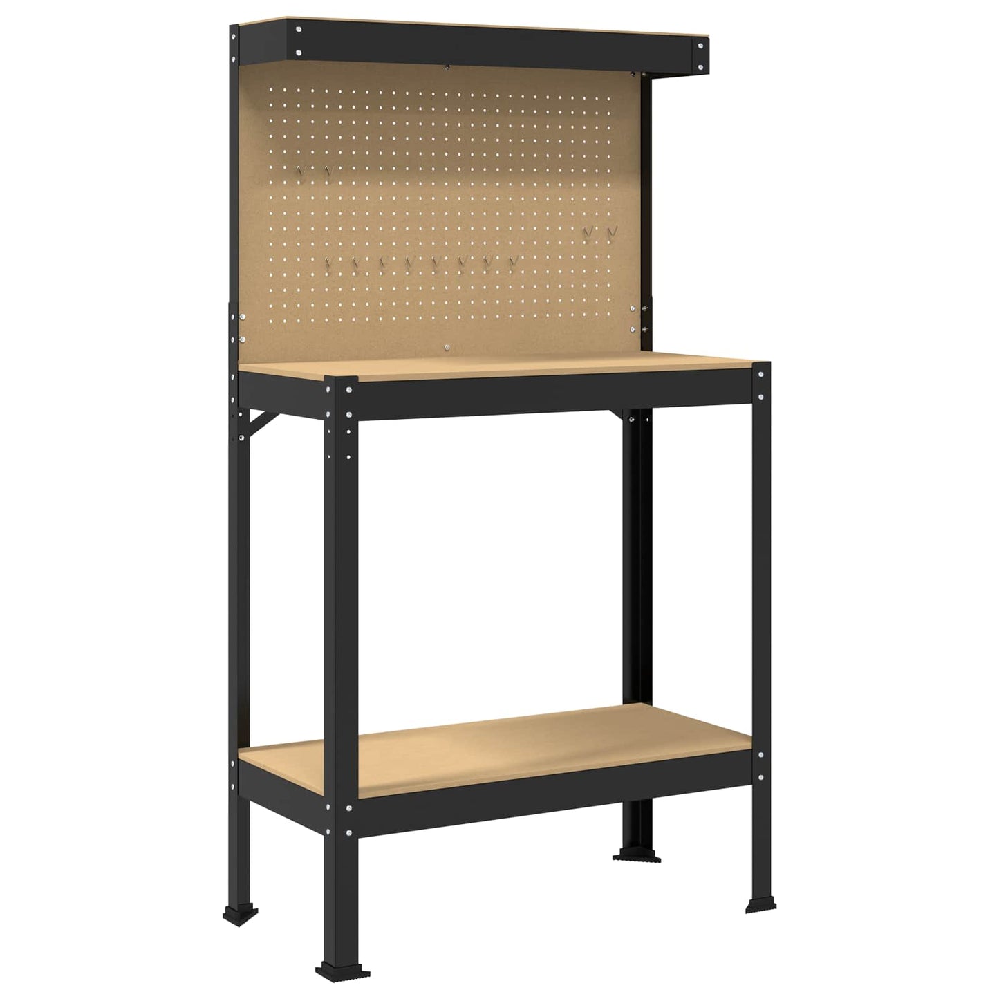 Vidaxxl bancos de trabajo con estante negro 81 x 41 x 145 cm madera contrachapada