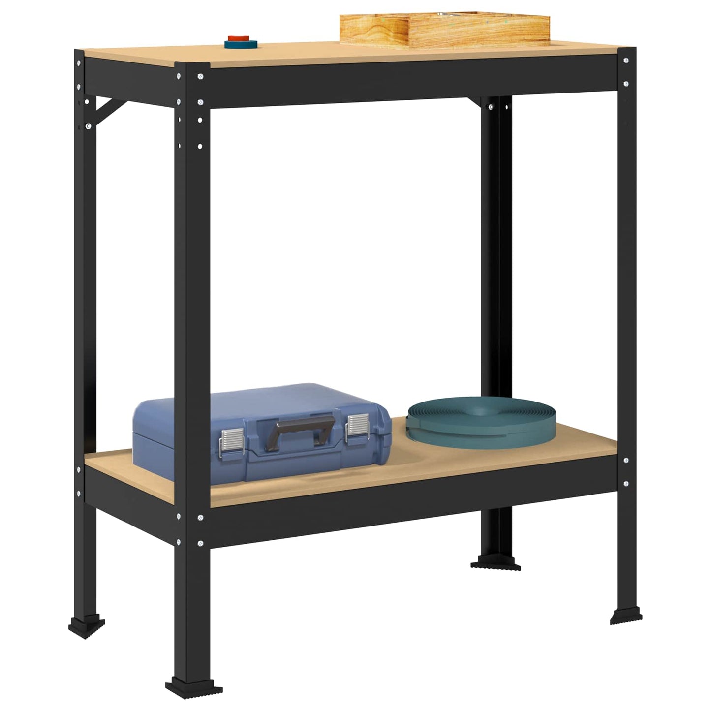 Vidaxxl bancos de trabajo con estante negro 81 x 41 x 91 cm madera contrachapada