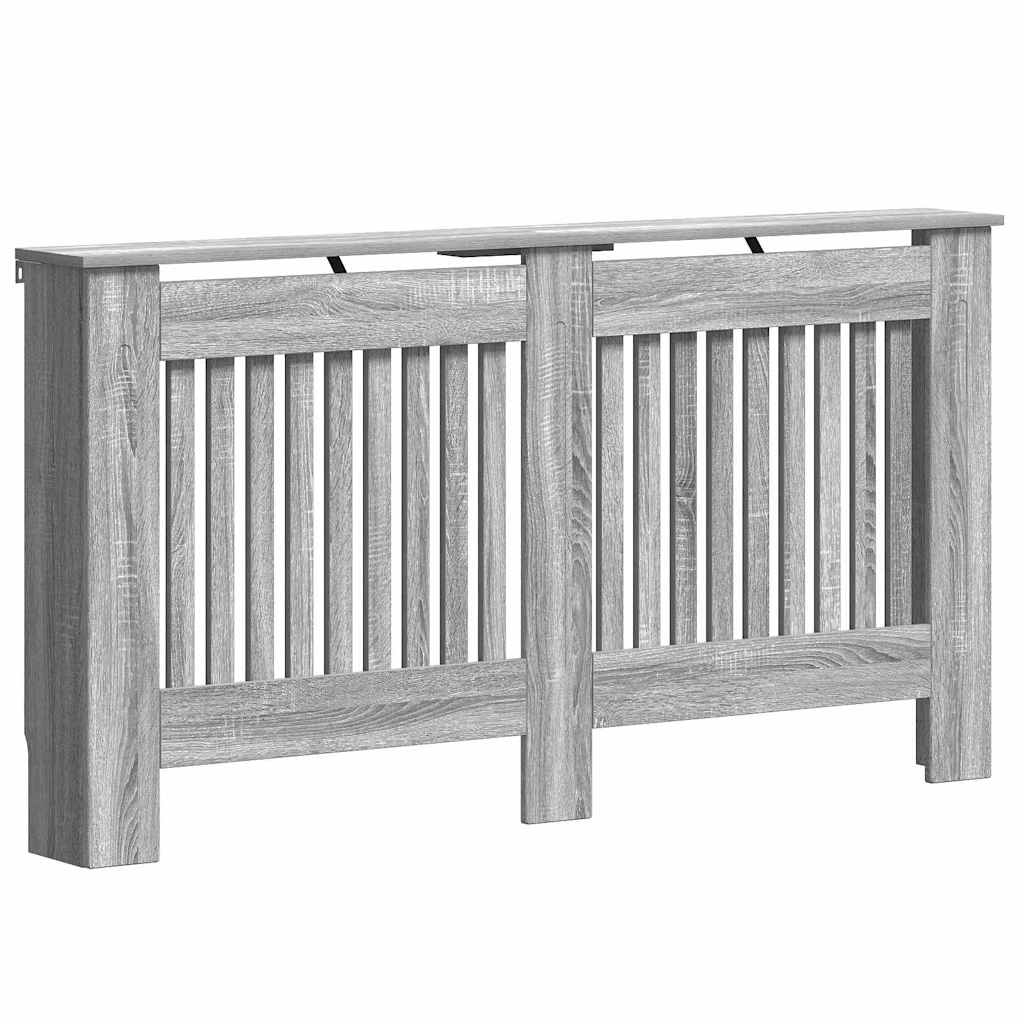 Cubierta de radiador Vidaxl gris Sonoma 152 x 19 x 81,5 cm madera contrachapada