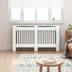 Vidaxxl cubierta para radiador blanco brillante 152 x 19 x 81,5 cm madera contrachapada