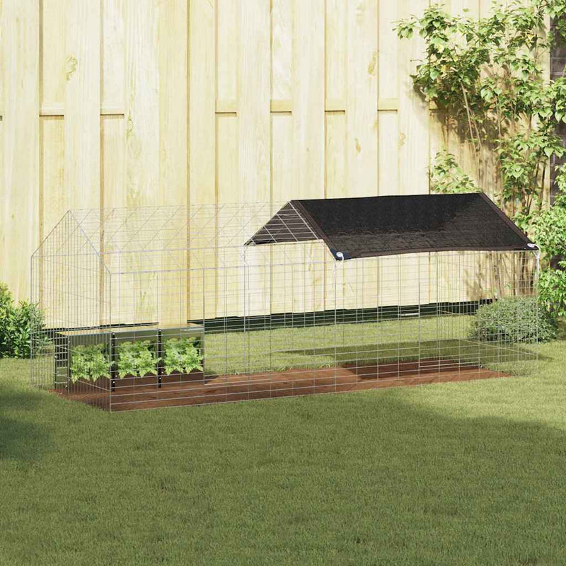 Jaula para conejos vidaxl plata 400 x 78 x 78 cm acero galvanizado
