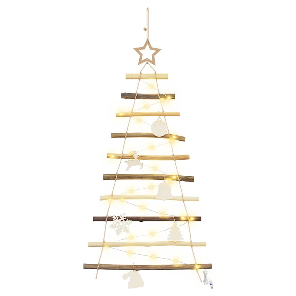 Vidaxx Árbol de Navidad con 30 LED de madera maciza de fresno natural 90 cm