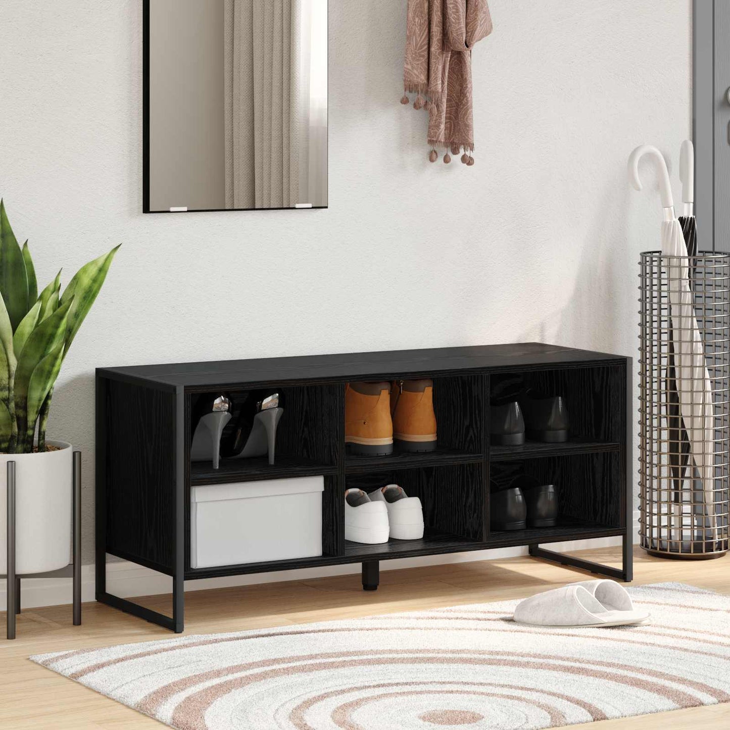 VidaXL zapatero roble negro 60 x 35 x 44 cm acabado madera