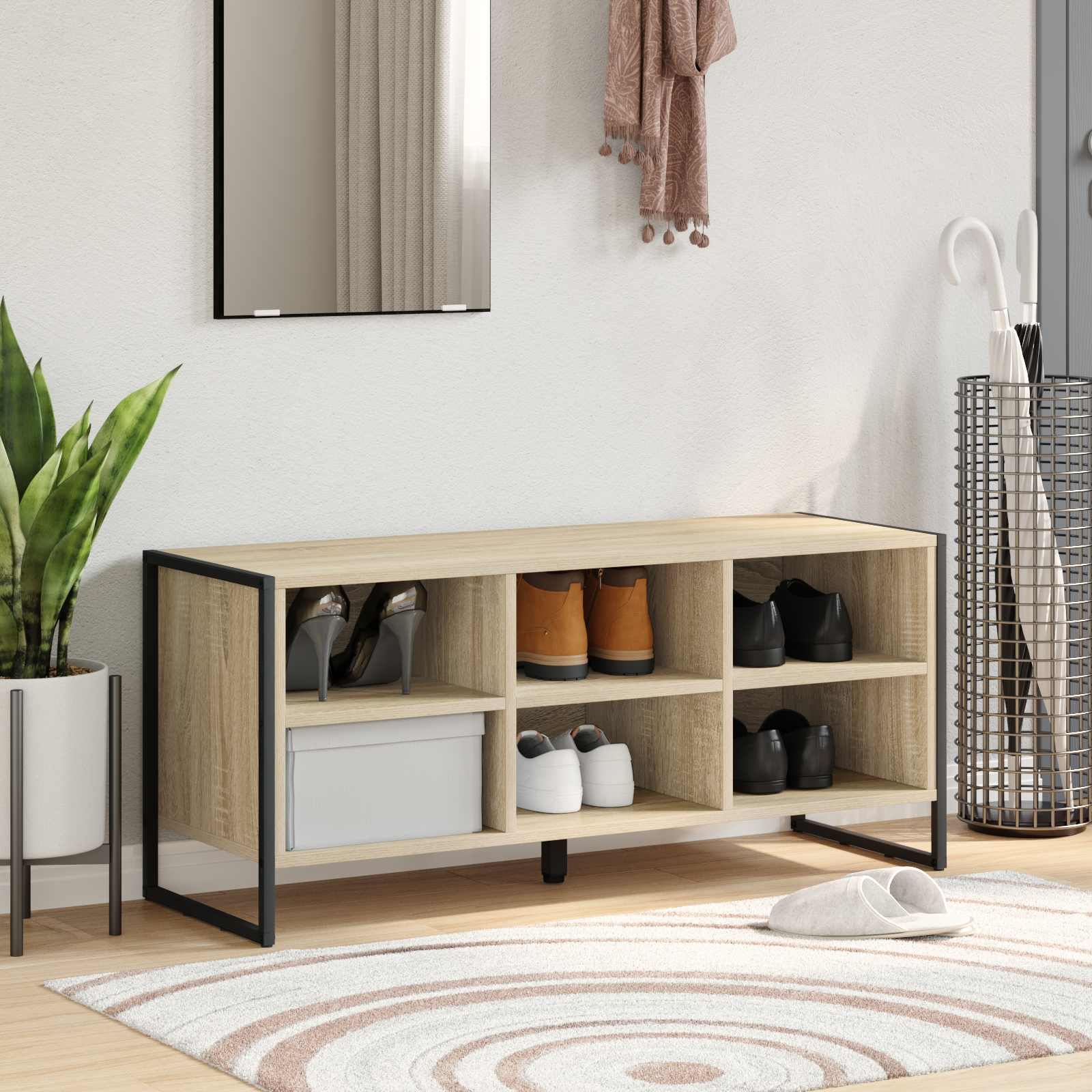 Vidaxl schoenenkast met opslag sonoma 60 x 35 x 44 cm bewerkt hout