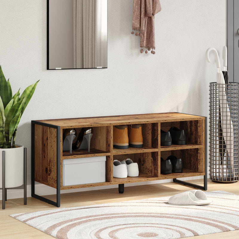 VidaXL zapatero con almacenaje madera vieja 60 x 35 x 44 cm madera procesada