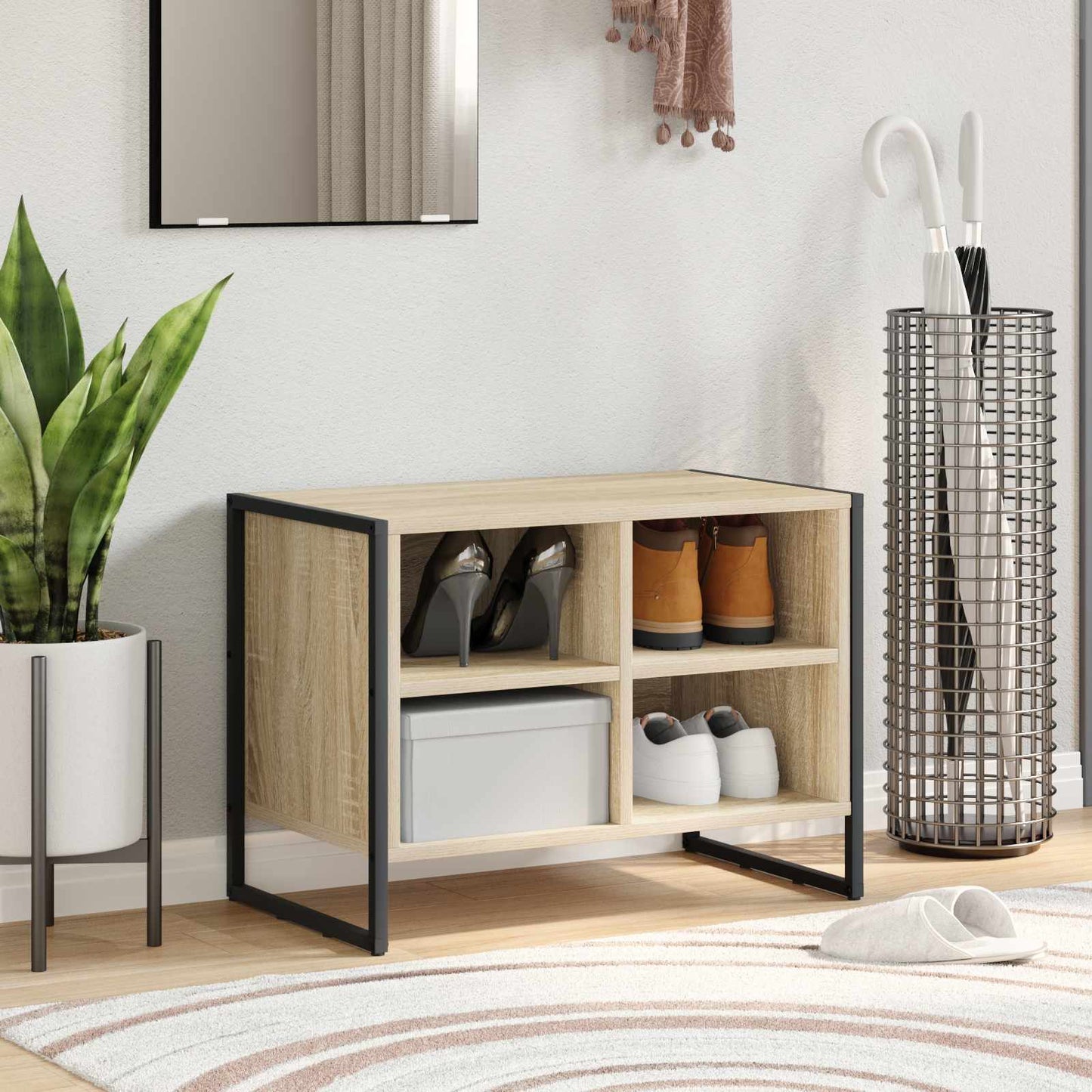 Vidaxl schoenenkast met opslag sonoma 60 x 35 x 44 cm bewerkt hout