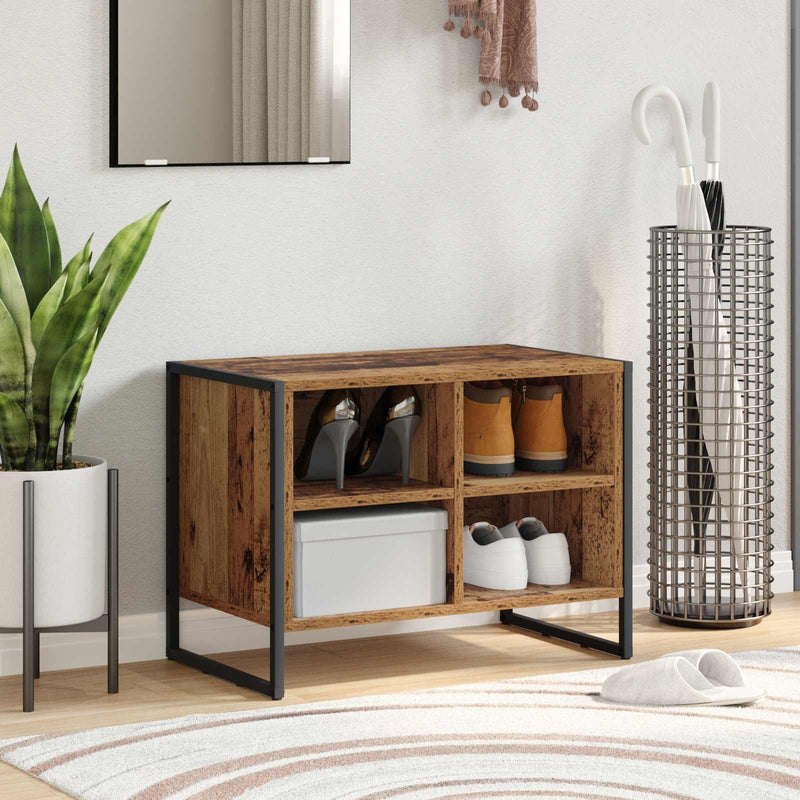 VidaXL zapatero con almacenaje madera vieja 60 x 35 x 44 cm madera procesada