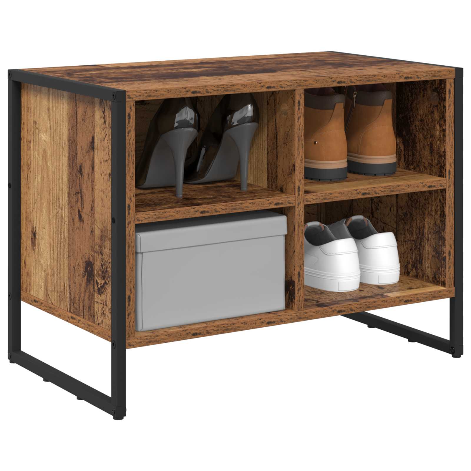 VidaXL zapatero con almacenaje madera vieja 60 x 35 x 44 cm madera procesada