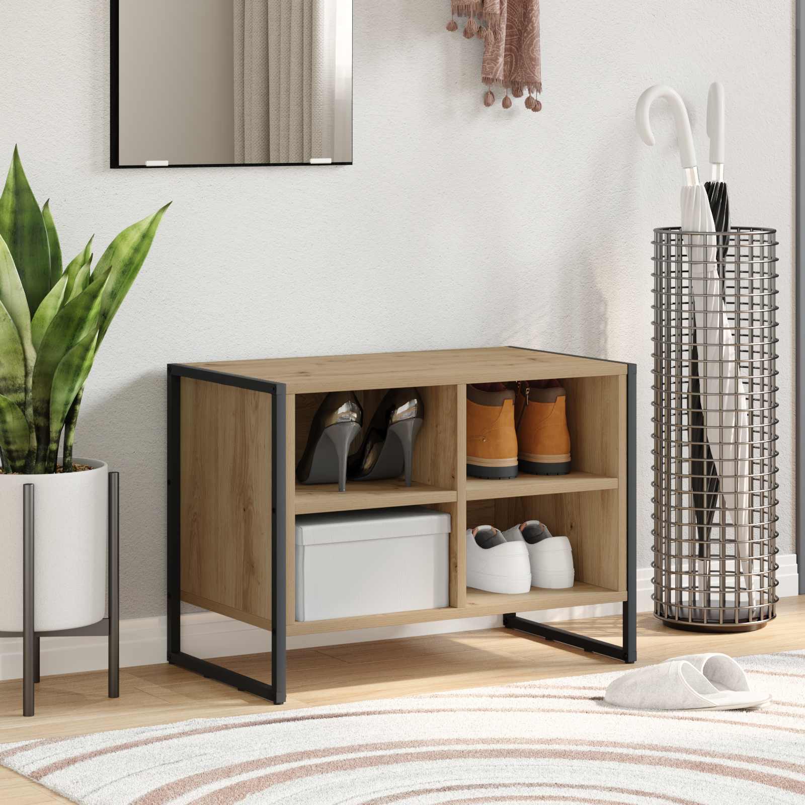 Vidaxl schoenenkast ambachtelijk eiken 60 x 35 x 44 cm bewerkt hout