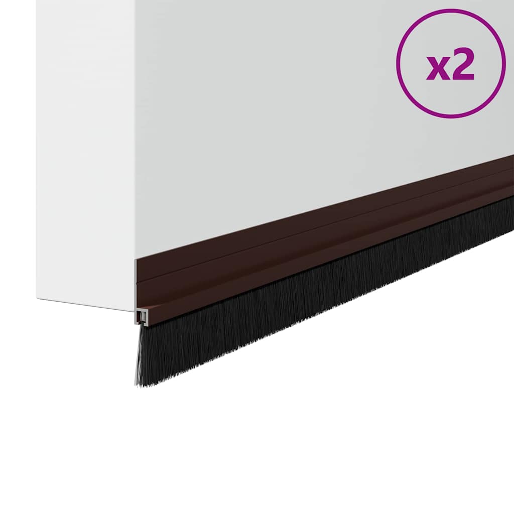 Spazzole per porte autoadesive Vidaxx 2 pezzi marrone 100 cm in lega di alluminio