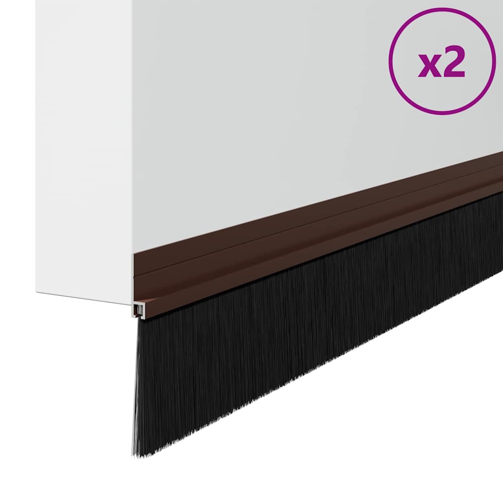 Spazzole per porte autoadesive Vidaxx 2 pezzi marrone 100 cm in lega di alluminio