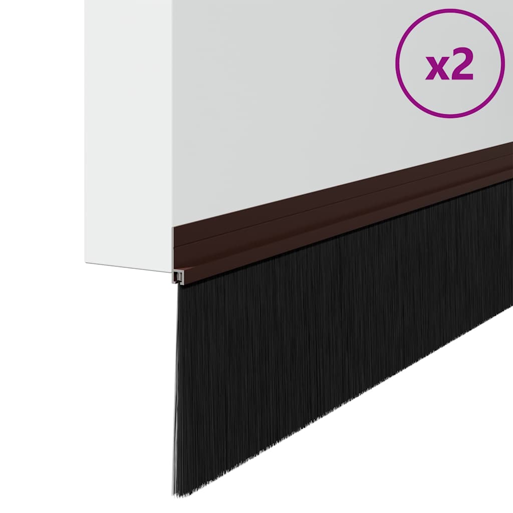 Spazzole per porte autoadesive Vidaxx 2 pezzi marrone 100 cm in lega di alluminio
