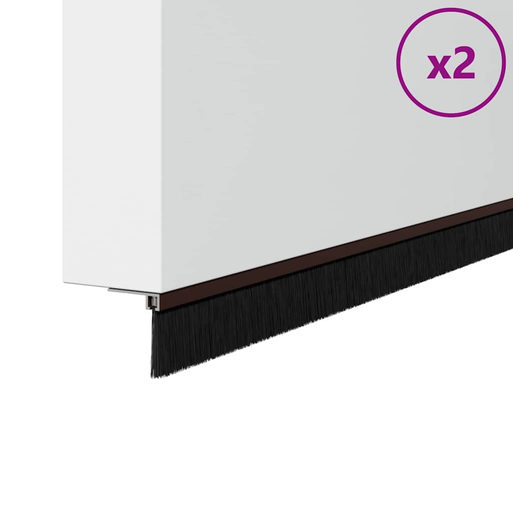 Spazzole per porte autoadesive Vidaxx 2 pezzi marrone 100 cm in lega di alluminio