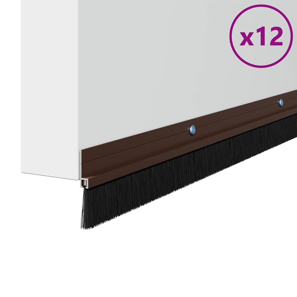 Vidaxl schroefbare deurborstelafsluitingen 12 pcs bruin 100 cm