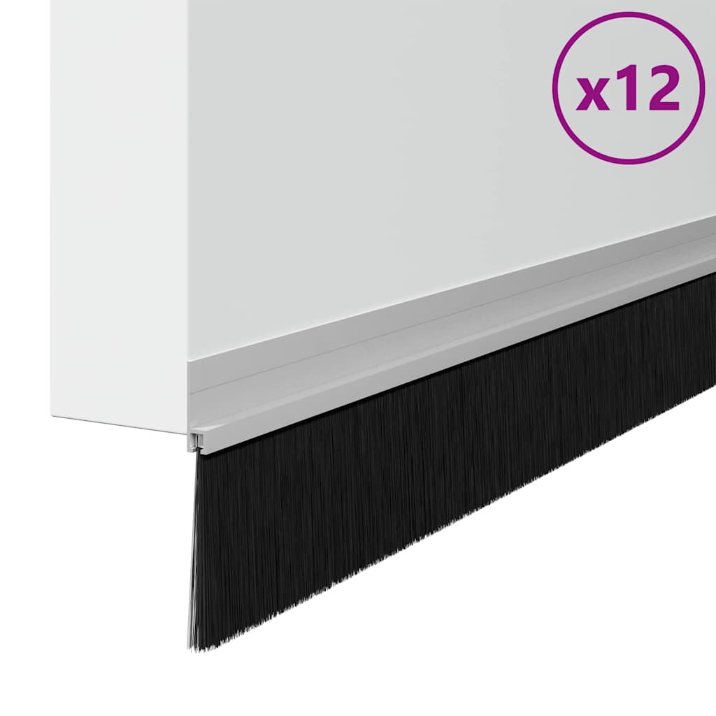 Vidaxx spazzole per porte autoadesive 12 pezzi argento 100 cm