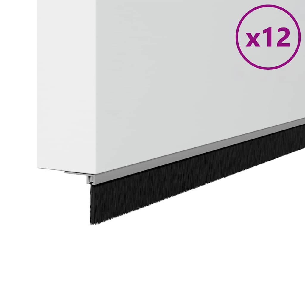 Vidaxl schroefbare deurborstelafsluitingen 12 pcs zilver 100 cm