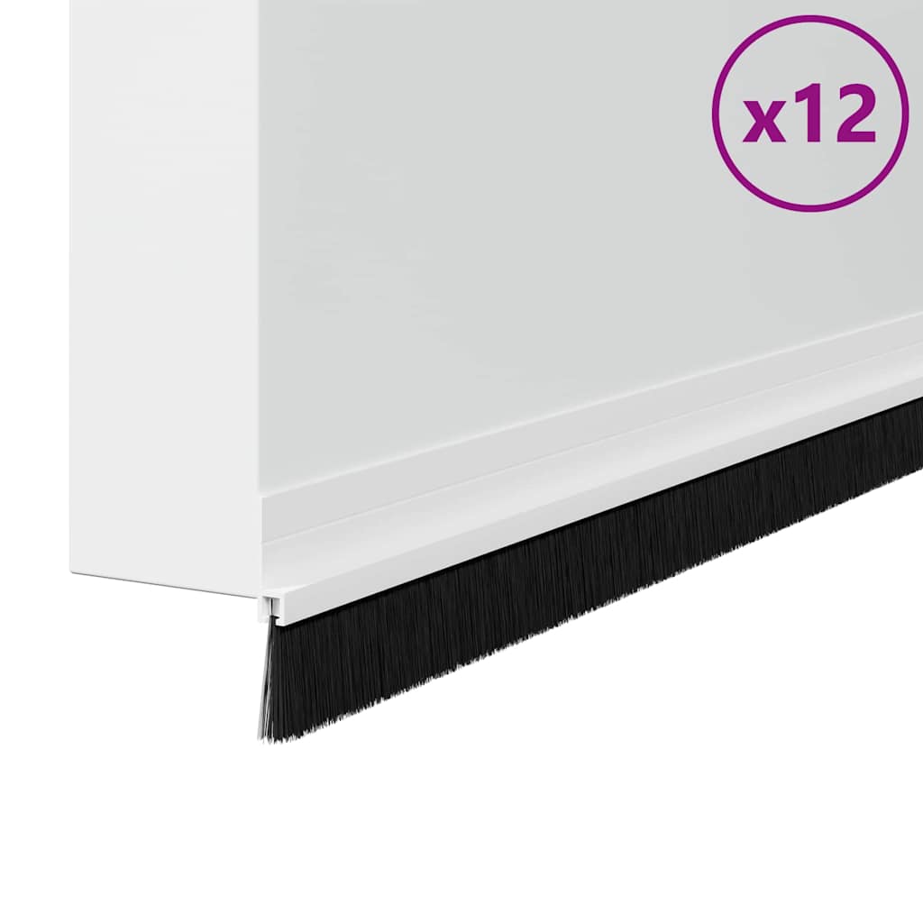 Vidaxl zelfklevende deurborstels 12 pcs wit 100 cm aluminium legering