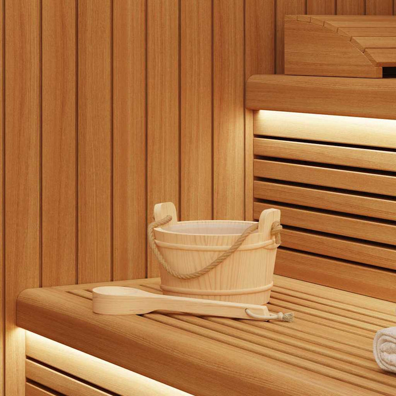 Secchio per sauna VidaXL 2 pezzi in legno massello di pino marrone e canapa