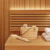 Secchio per sauna VidaXL 2 pezzi in legno massello di pino marrone e canapa
