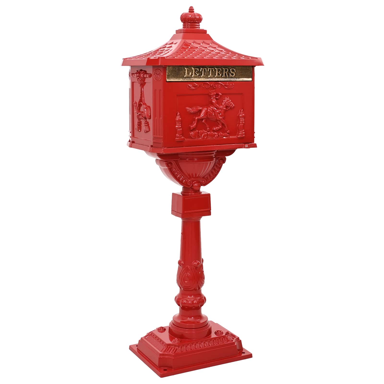 Vidaxx buzón de pie rojo 42,5 x 29,5 x 117 cm aluminio fundido