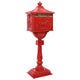 Vidaxx buzón de pie rojo 42,5 x 29,5 x 117 cm aluminio fundido