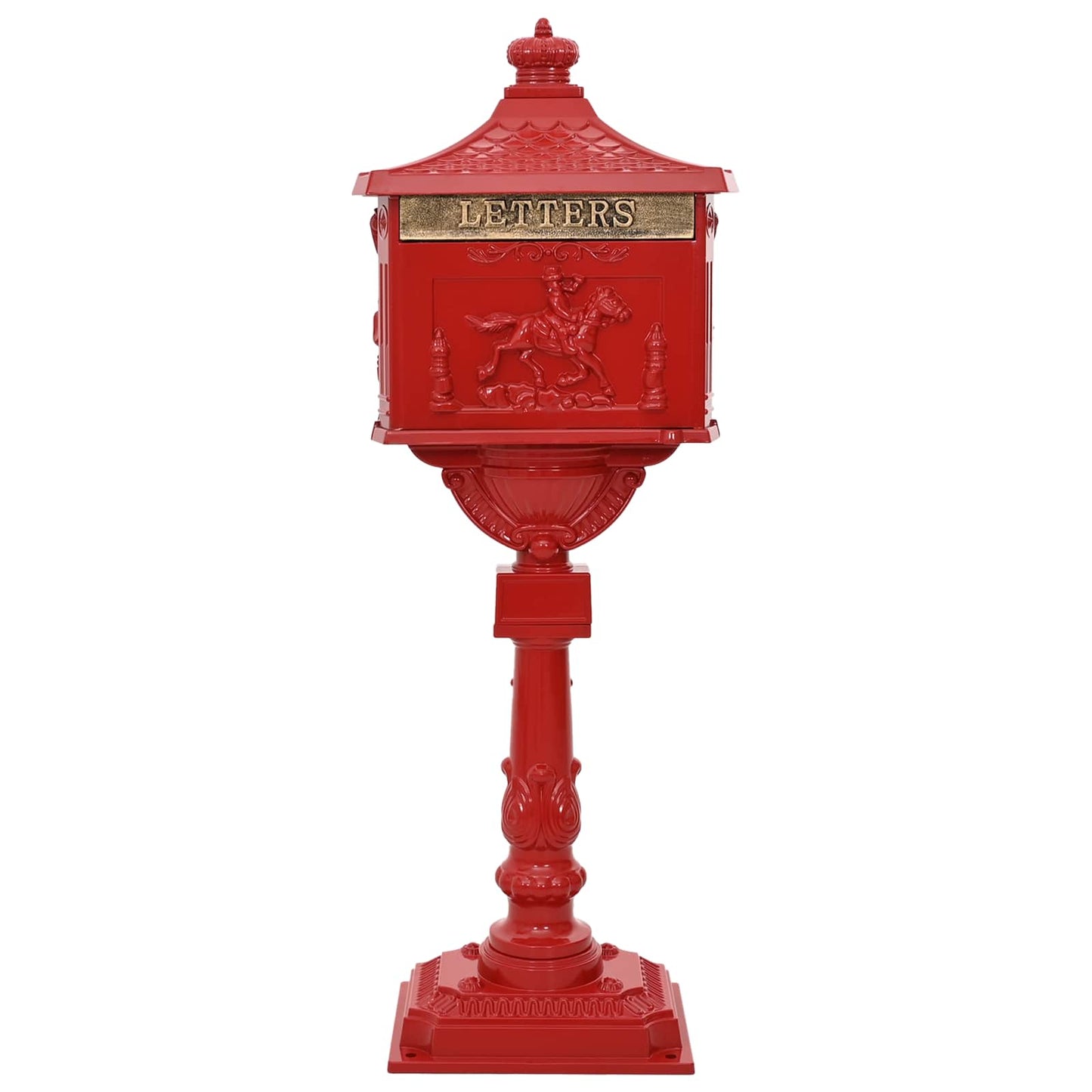 Vidaxx buzón de pie rojo 42,5 x 29,5 x 117 cm aluminio fundido