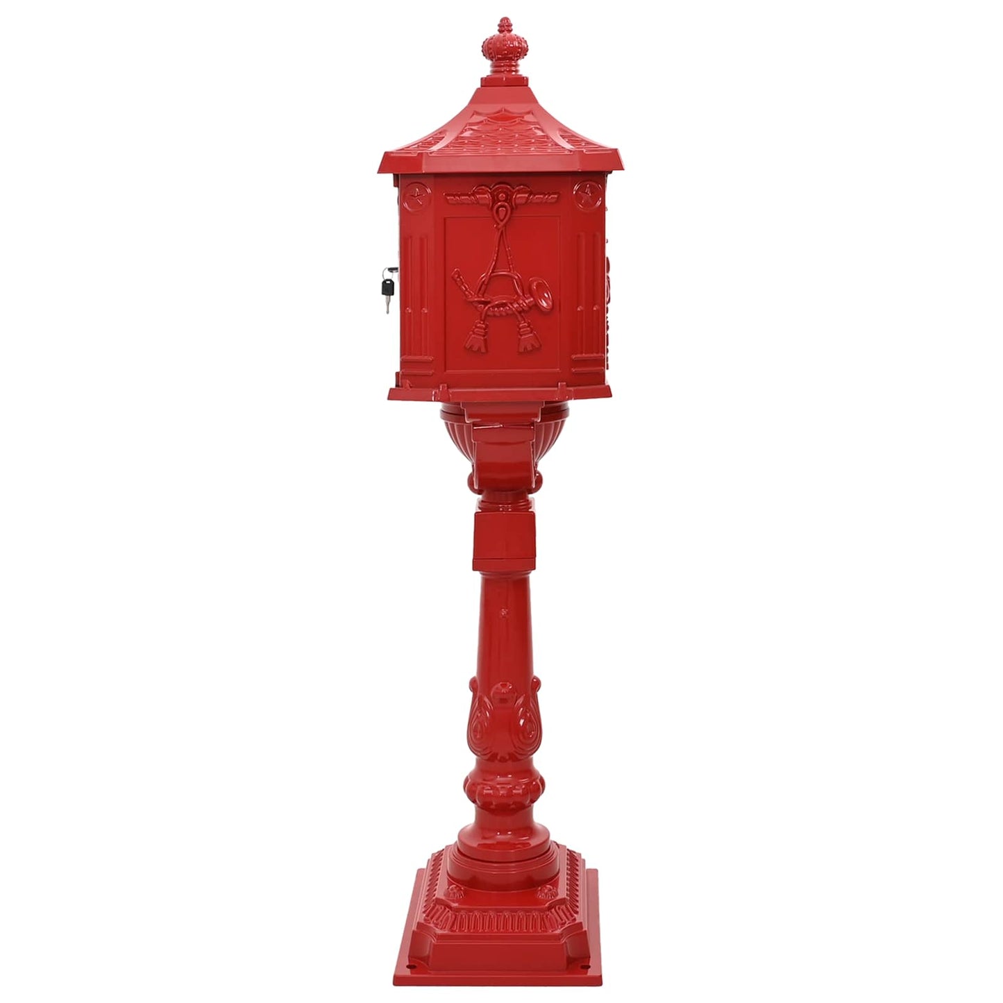 Vidaxx buzón de pie rojo 42,5 x 29,5 x 117 cm aluminio fundido