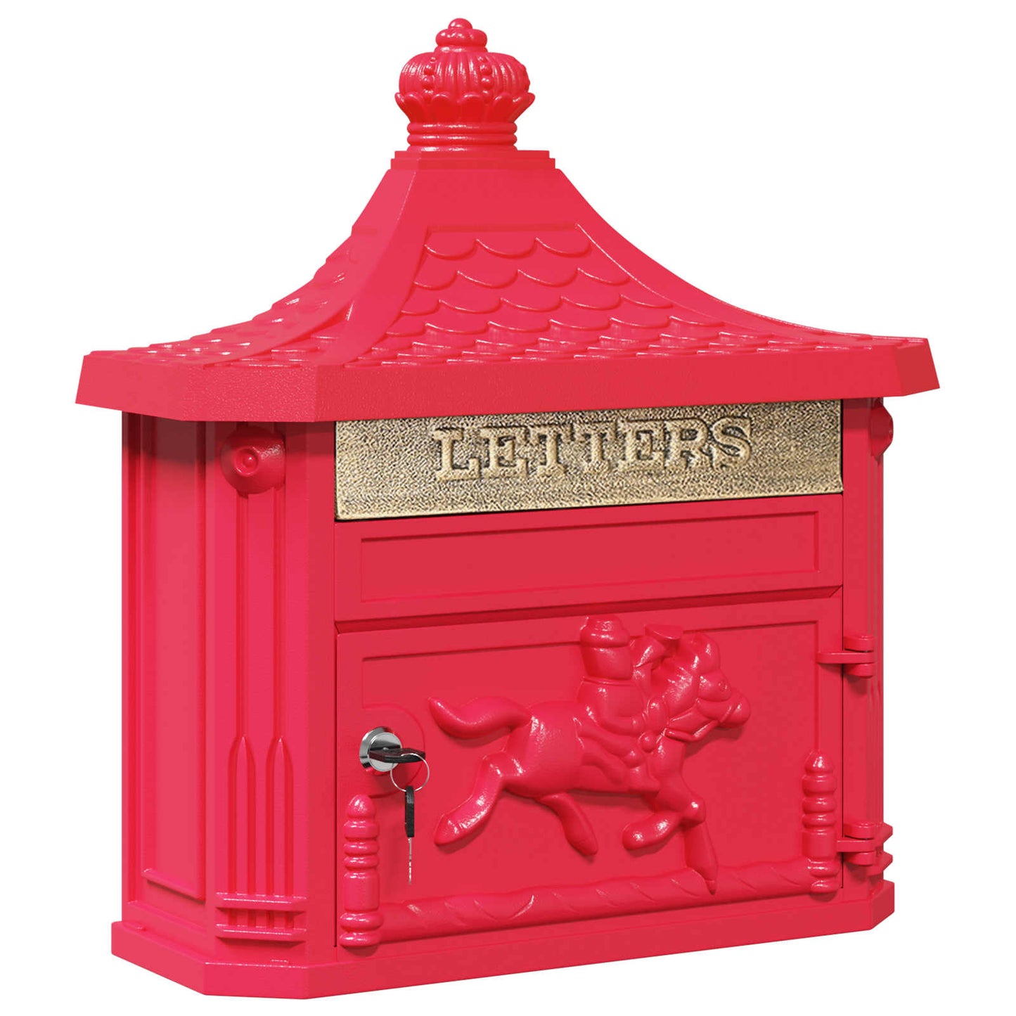 Vidaxl wandgemonteerde brievenbus met opslag rood 40,5 x 16 x 45 cm