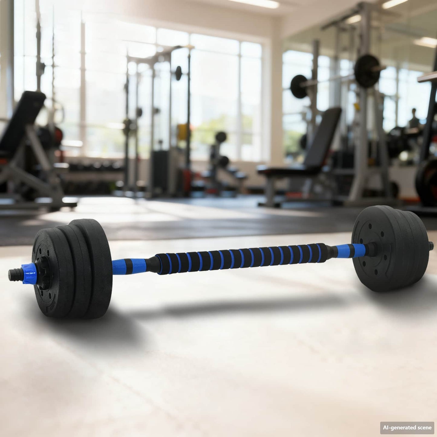Set manubri-bilanciere VidaXL 2 in 1 30 kg nero e blu