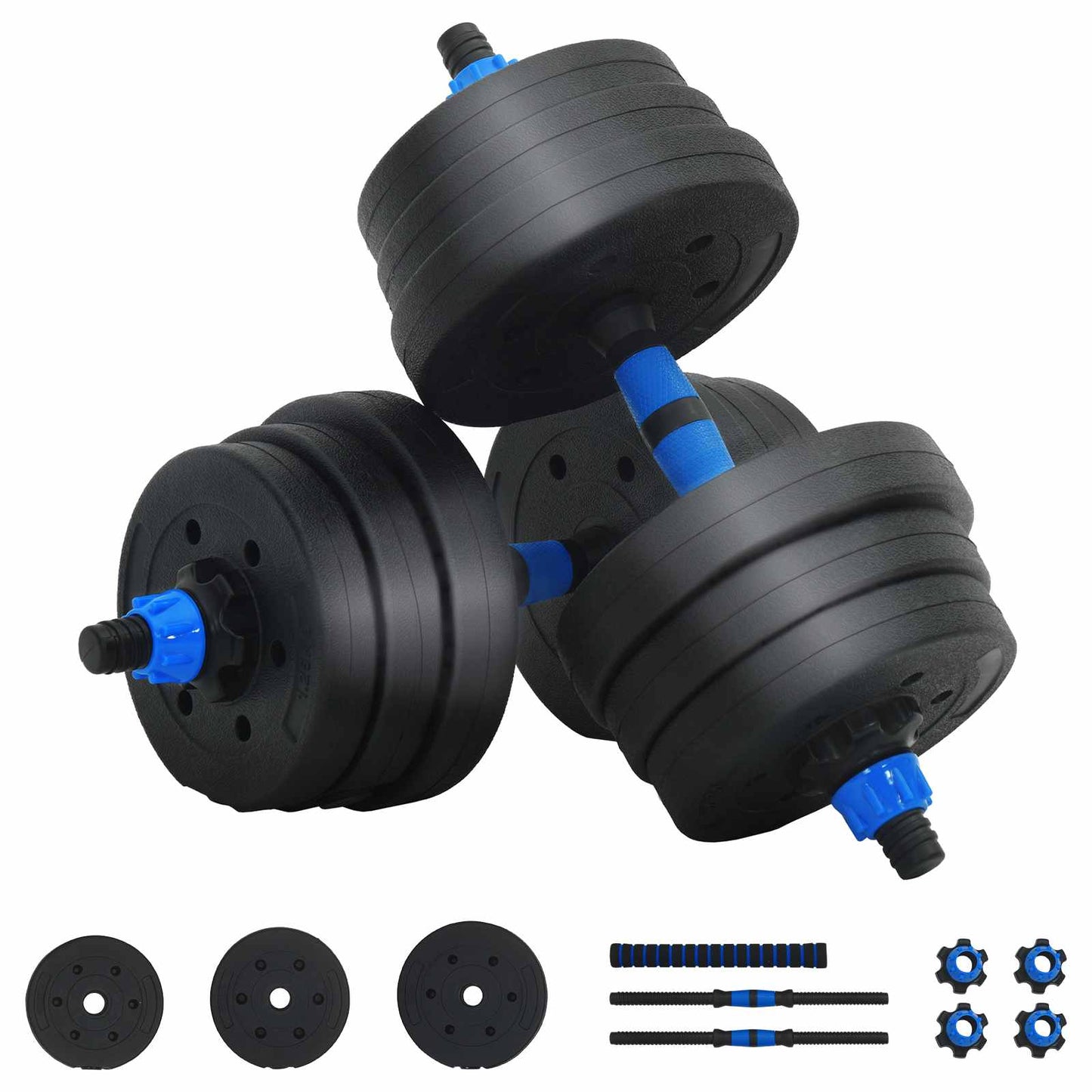 Set manubri-bilanciere VidaXL 2 in 1 30 kg nero e blu