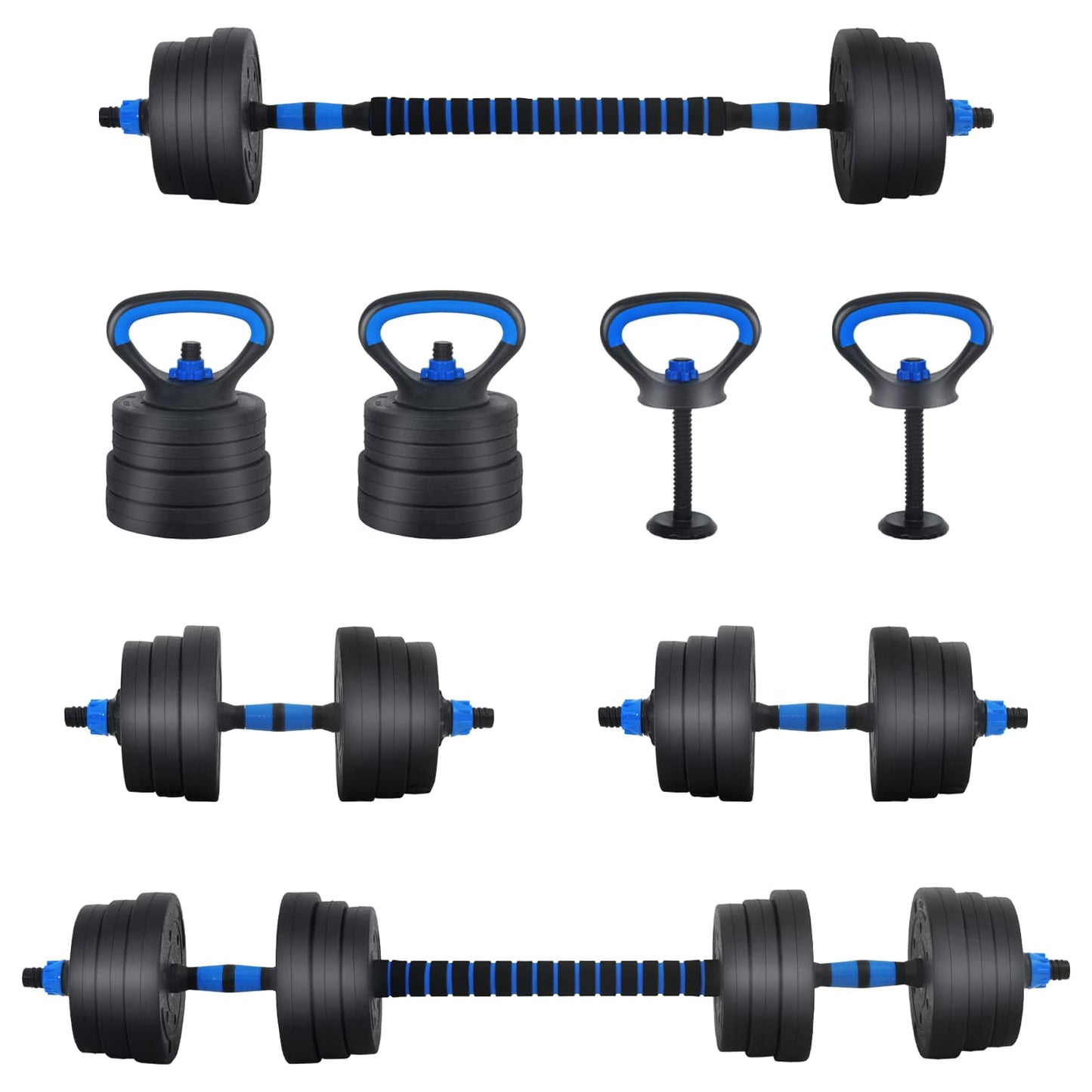 Set manubri-bilanciere VidaXL 2 in 1 30 kg nero e blu