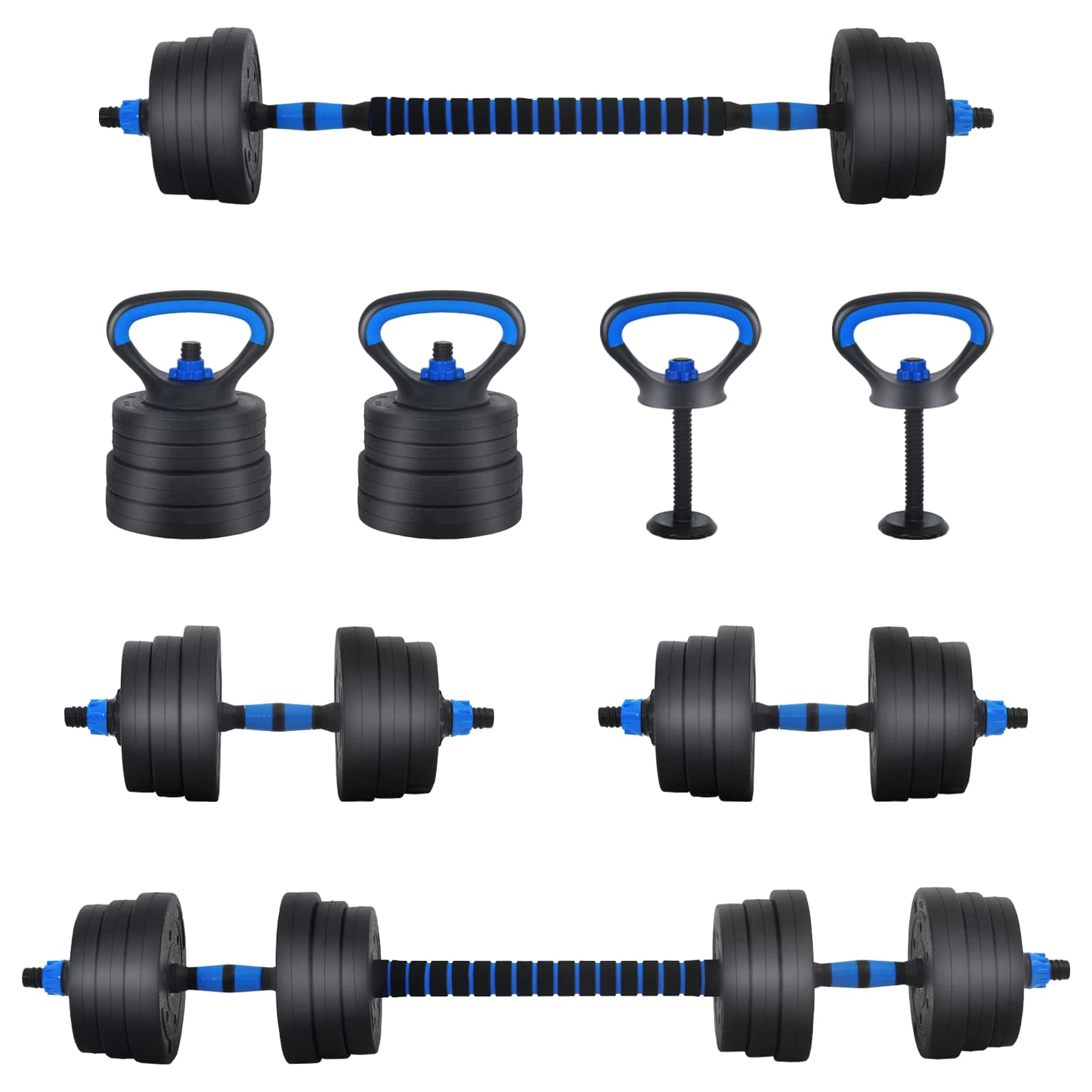 Set manubri-bilanciere VidaXL 2 in 1 30 kg nero e blu