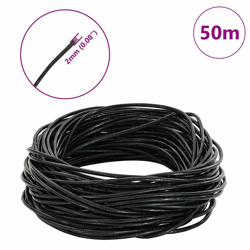 Cordone in cuoio VidaXL nero ø2 mm x 50 m cuoio