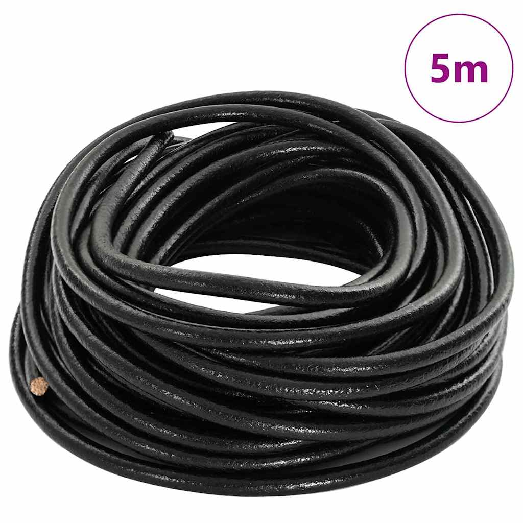 Cordoncino in cuoio Vidaxl nero ø4 mm x 5 m cuoio