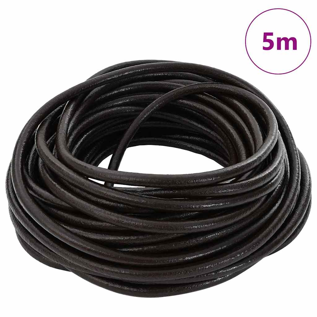 Vidaxl leren koord donkerbruin ø5 mm x 5 m leer